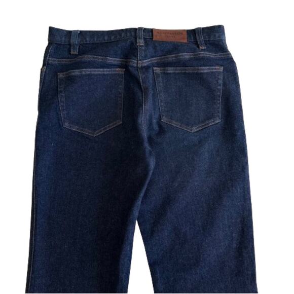 Ann Taylor Stretch Dark Wash Low Rise Straight Wide Leg Denim Jeans Size 8R - Picture 6 of 12